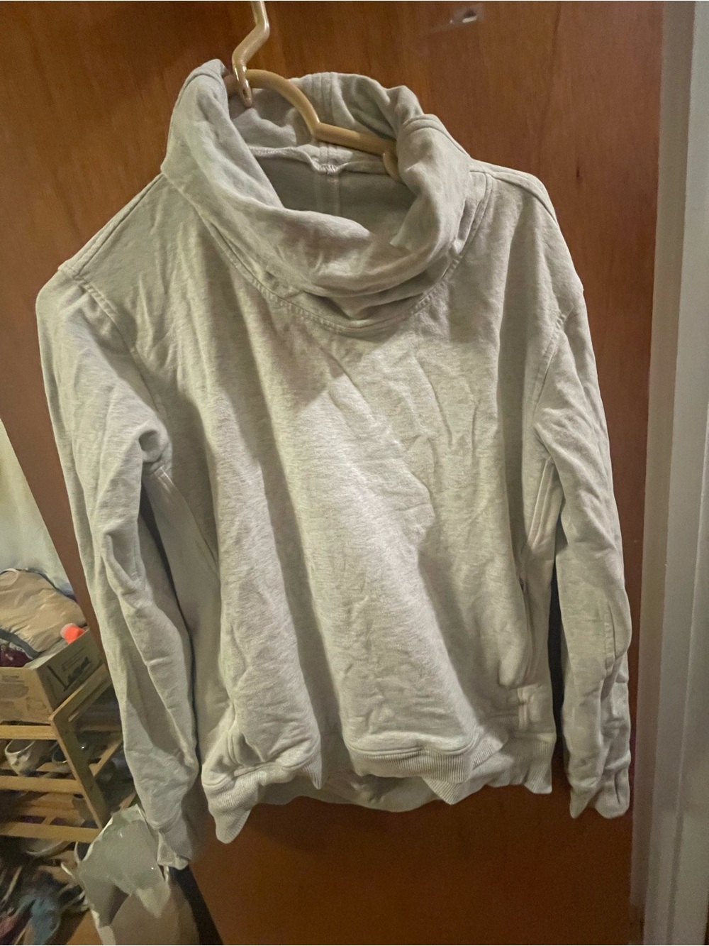 lululemon Light Gray Cowl Neck Pullover Sweater with white sides